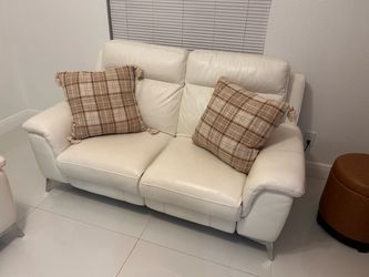White leather recliner sofas - good condition