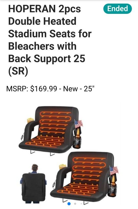 HOPERAN Heated Stadium Seats for Bleachers with Back Support and Wide Cushion