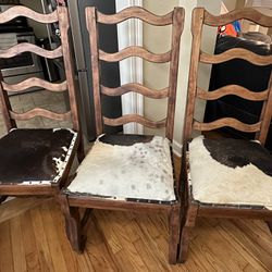 Authentic Cowhide Wooden Chairs
