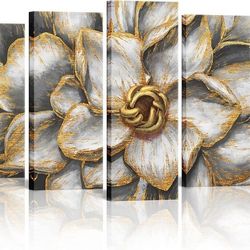 5-Piece Gold Blossom Canvas Art – New in Box
