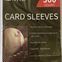 RAYVOL 500 COUNT CARD SLEEVES BRAND NEW TOP LOADER PENNY BASEBALL 2 5/8 X 3 5/8