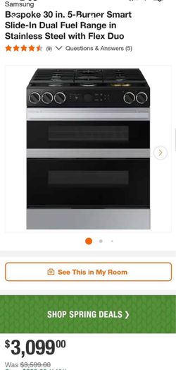 Samsung Bespoke 30 in. 5-Burner Smart Slide-In Dual Fuel Range