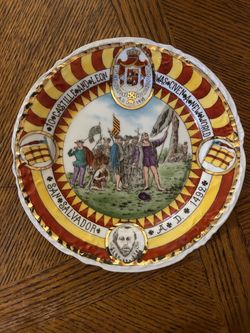 Columbus 1492 San Salvador Commemorative Porcelain Plate