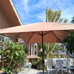Rectangular Patio Umbrella 6.5 ×10' Tan Color.