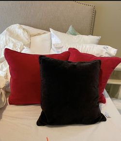 Red velvet pillows great for Christmas