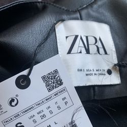 Zara - Black Faux Leather Jumpsuit 