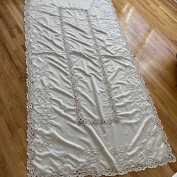 Vintage Antique Late 1800s Embroidered Table Cloth