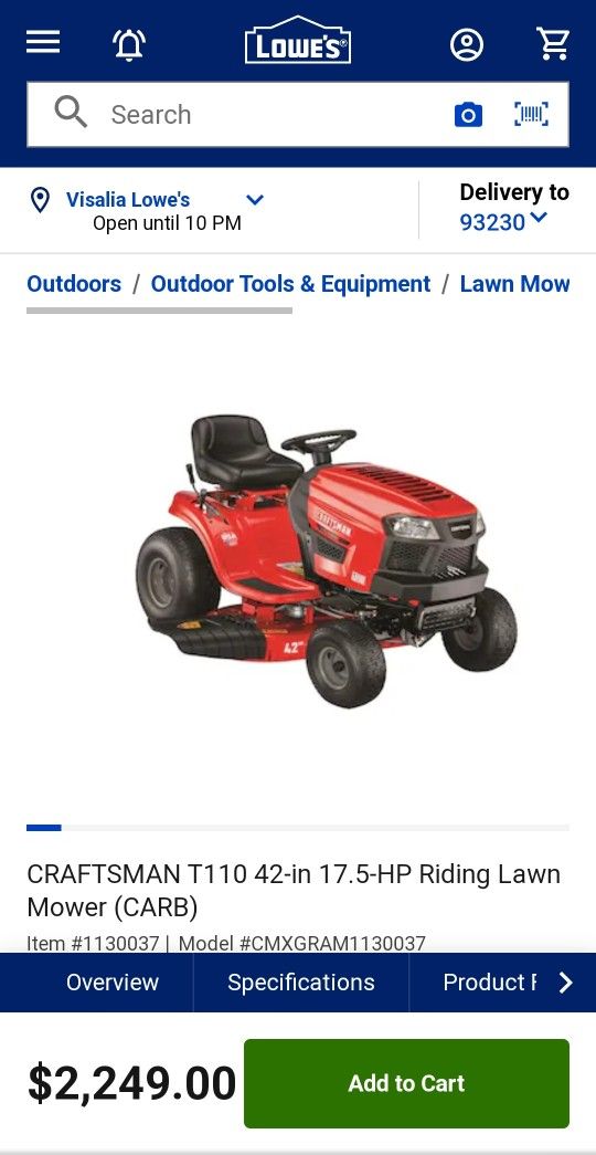 Craftsman t110 lowes hot sale