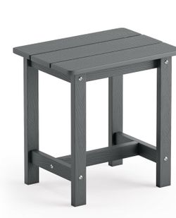 16.5" Square Outdoor Side Table, Extra-Thick HDPE Composite Weather-Resistant Small Patio Table, Gray Outdoor End Table for Garden Balcony Yard Deck P