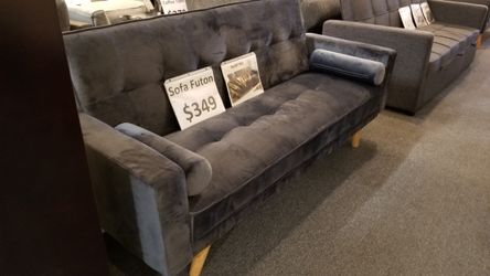 Brand new 78" grey velvet sofa futon