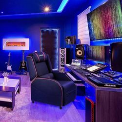 New Gaming Recliner Chair with massage for Living Room, PU Leather Reclining Sofa, Recliner Seat for Home Theater (PU Leather)  New in box, warehouse 