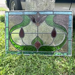 Vintage Stained Glass 25”x16.5”