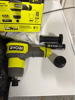 New RYOBI USB Lithium 3' Drain Auger Kit (Model FVPC55K) – Includes 2.0Ah Battery