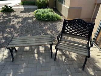 3 cast iron benches