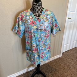 Scrub Top, Tropical, Size M, $5