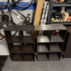 Dark Wood Cube Storage Shelves (2 Units)