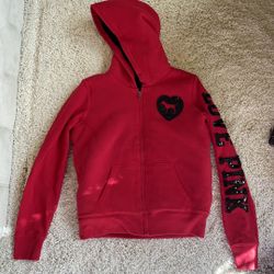 Victoria’s Secret pink hoodie sweatshirt red black medium fleece very  warm sequins