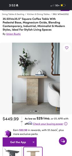 Stone-like Pedestal Side Table