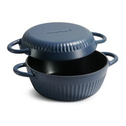 Tramontina 4 QT Enameled Cast Iron Dutch Oven for Bread Baking Multipurpose Bread Oven, Blue