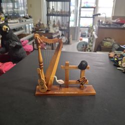 Colombian Folk Art, Memories Of Villavicencio-Llanera (Harp), Cuatro (Guitar), Maracas, Sombrero (Hat), Alpargatas (Sandals) & Garza (Heron) 6.5Hx6.75