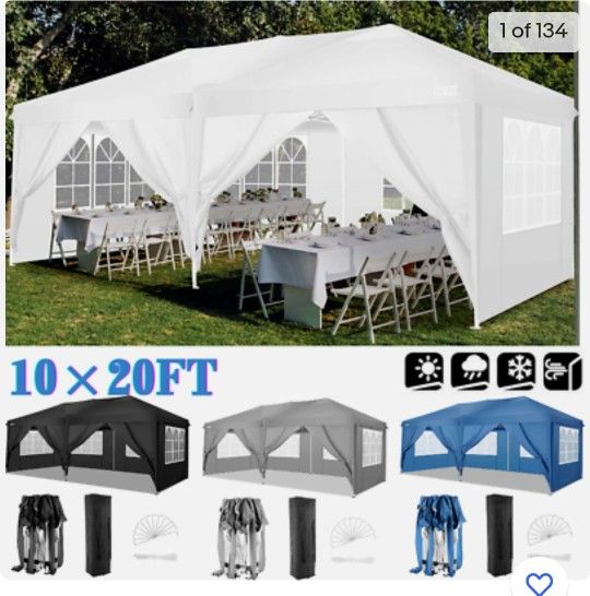 10x20' Heavy Duty Pop Up Canopy Commercial Tent Waterproof Gazebo Outdoor