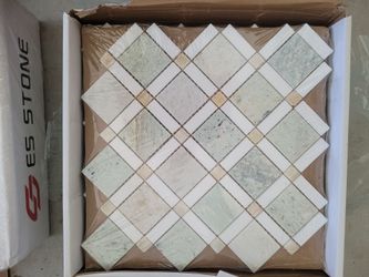 2 box of ES Stone Mosaic Tile Mint Green White & Honey onyx polished