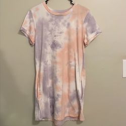 Tye-dye Polyester Dress With Pockets