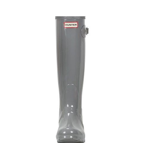 Hunter Women's Original Tall Gloss Rain Boots Grey Size US 6 Glossy Gray