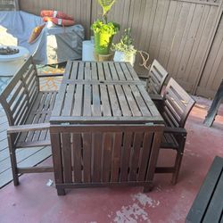 Outdoor Wooden Table With Chairs 