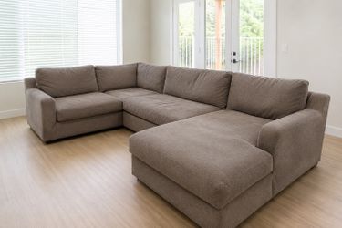 Gray pottery barn down filled four piece modular sectional 153”