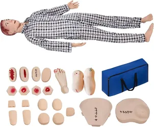 5.74ft Patient Care Medical Manikin Nursing Mannequin for Training, Male-Female Multi-Functional Human Anatomy CPR with Wound Modules, Highly Simulate