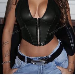 Black Leather  Corset 