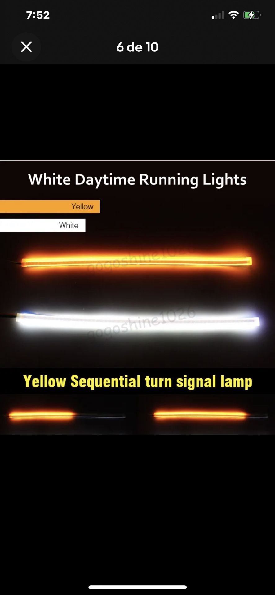 2pcs 45CM Yellow Sequential Turn Signal LED White DRL Headlight Strip Light 12V