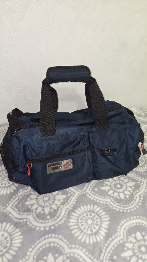vintage Trailmaker Sport Teacher Dorm Gym Equipment Duffel Bag in navy. 