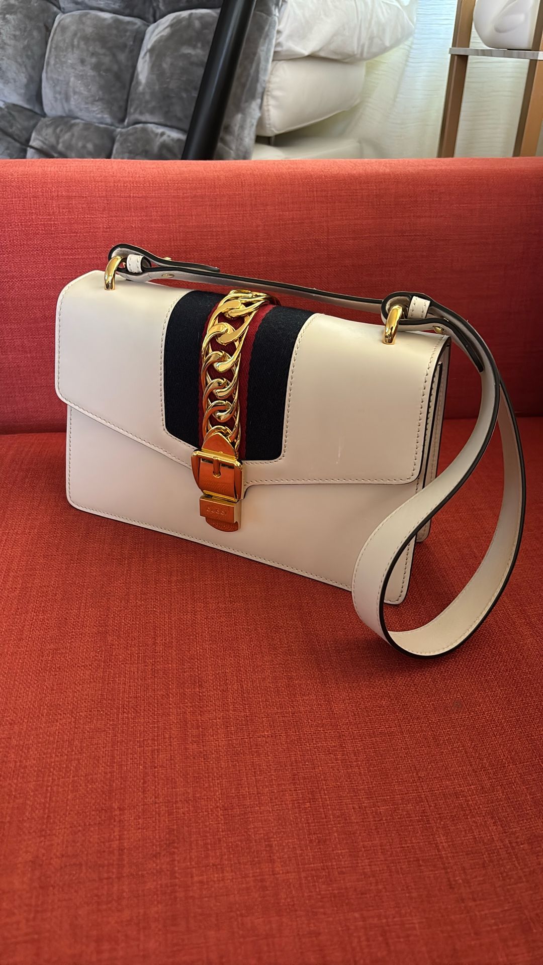 Gucci Sylvie White Leather Shoulder Bag - Great Condition
