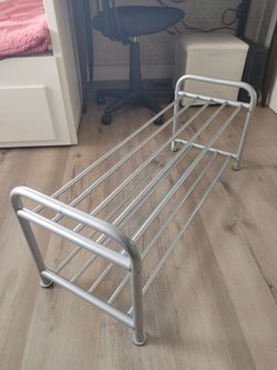 Ikea Logga 2-Tier Metal Shoe Rack (Silver) For Sale Assembled