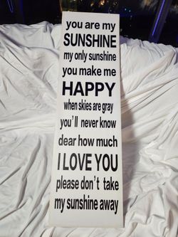 10x34 YOU ARE MY SUNSHINE White Canvas Print Wall Art