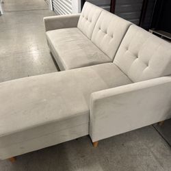 Light Beige Sectional Sofa with Storage Chaise(Free Delivery)🚚