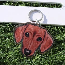 Brown Dachshund Head Keychain Acrylic