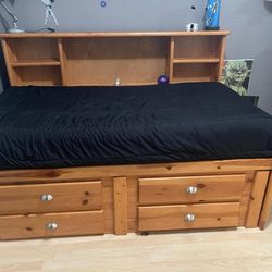 Twin Bed Frame W Storage And Shelves