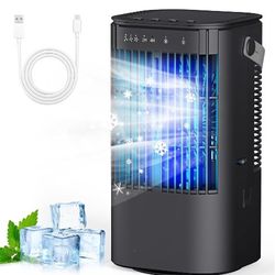 Portable Cooler Fan Air Conditioners, 4-in-1 Mini Air Conditioner, Small Air Conditioner with 1000ml Water Tank, 3 Speeds, Adjustable Wind Direction, 