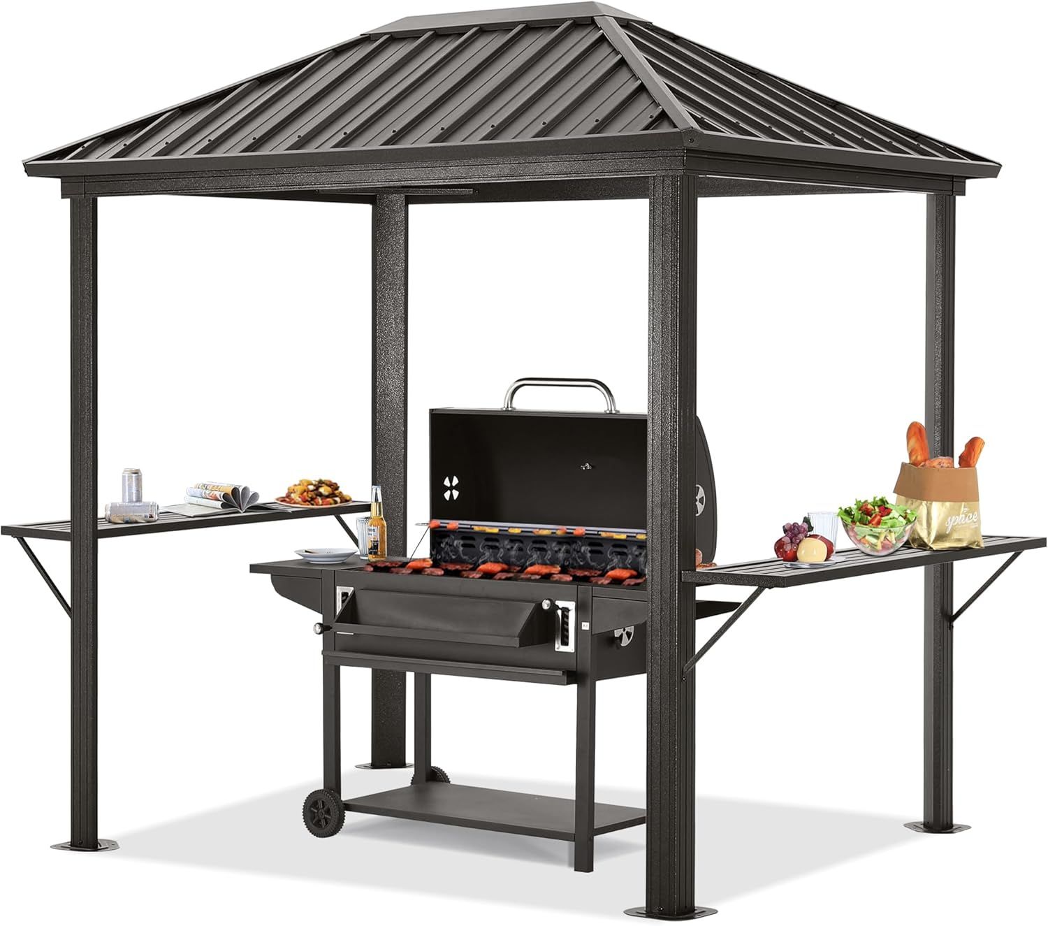 ABCCANOPY 6x8 Grill Hardtop Gazebo - Outdoor Permanent Barbecue Gazebo