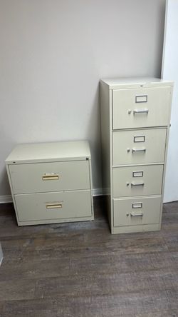 Two Metal Filing Cabinets