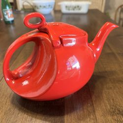 Vintage Hall China Chinese Red Art Deco Teapot Mid Century. 