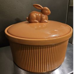Round Orange Rabbit Casserole Dish From Martha Stewart