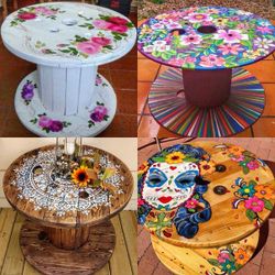 Wooden Wire Spools Material Arts And Crafts DIY Furniture Garden Pallet Planks
