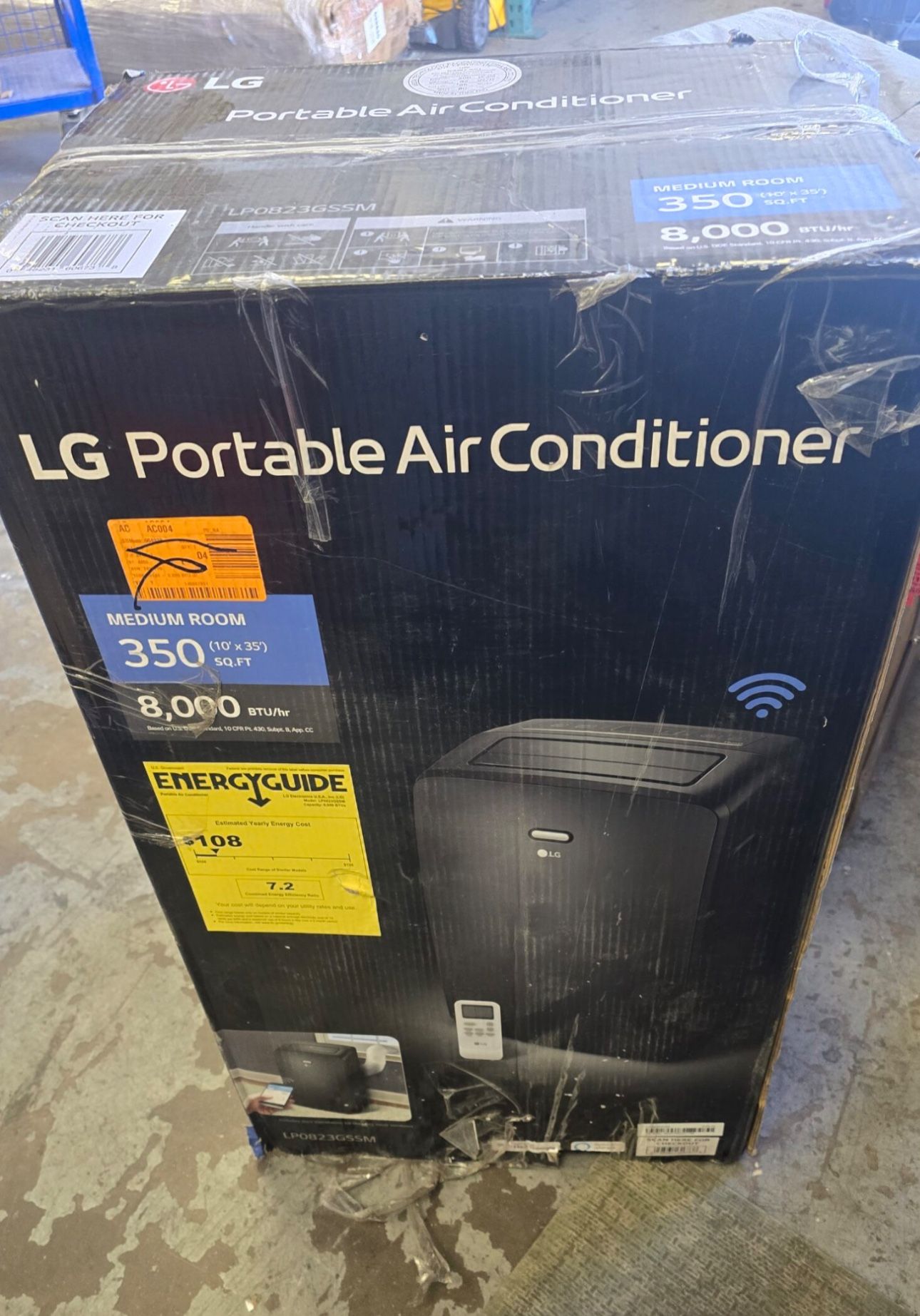 LG 8,000 (DOE) BTU 115-Volt Portable Air Conditioner Cools 350 Sq. Ft. with Dehumidifier and Wi-Fi in Gray