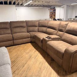 Delivery Available Brown L shape sectional recliner sofa couch