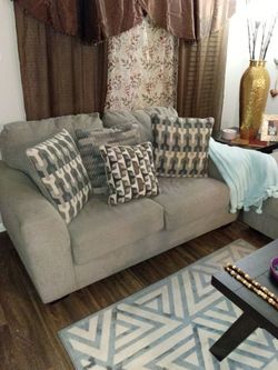 Gray Fabric Loveseat Sofa