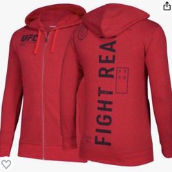 UFC Ultimate Fighting Reebok "Fan Gear" Men's Zip Hoodie, Gray UFC REAL FIGHT